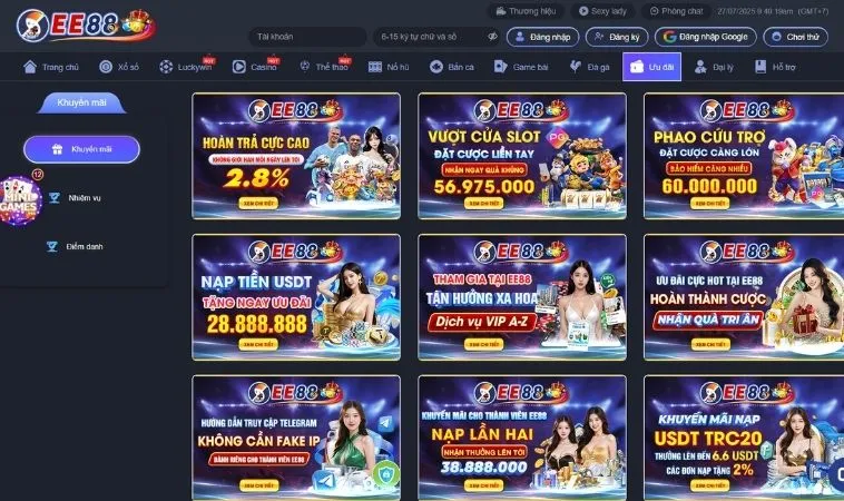 Khuyến Mãi Tại EE88 Hấp Dẫn Không Thể Bỏ Lỡ Tại Nhà Cái Uy Tín 1 Vô vàn các chương trình Khuyến Mãi Tại EE88 hấp dẫn tặng hội viên